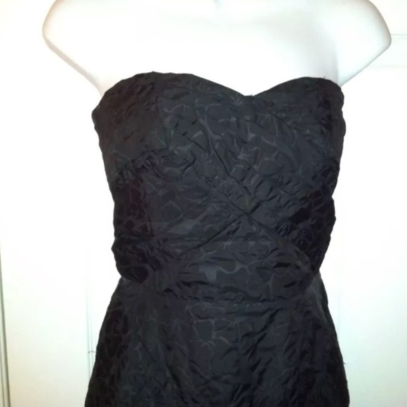 JEAN PAUL Gaultier For Target Cloque Black Strapless Dress Embossed Floral - Picture 9 of 13